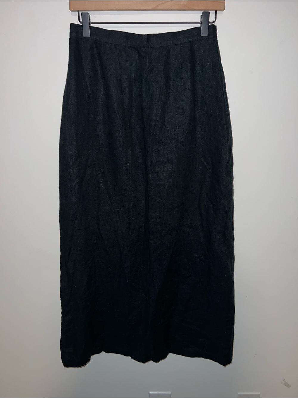 Nordstrom Black 100% Linen Midi Skirt Back Zipper and Slit